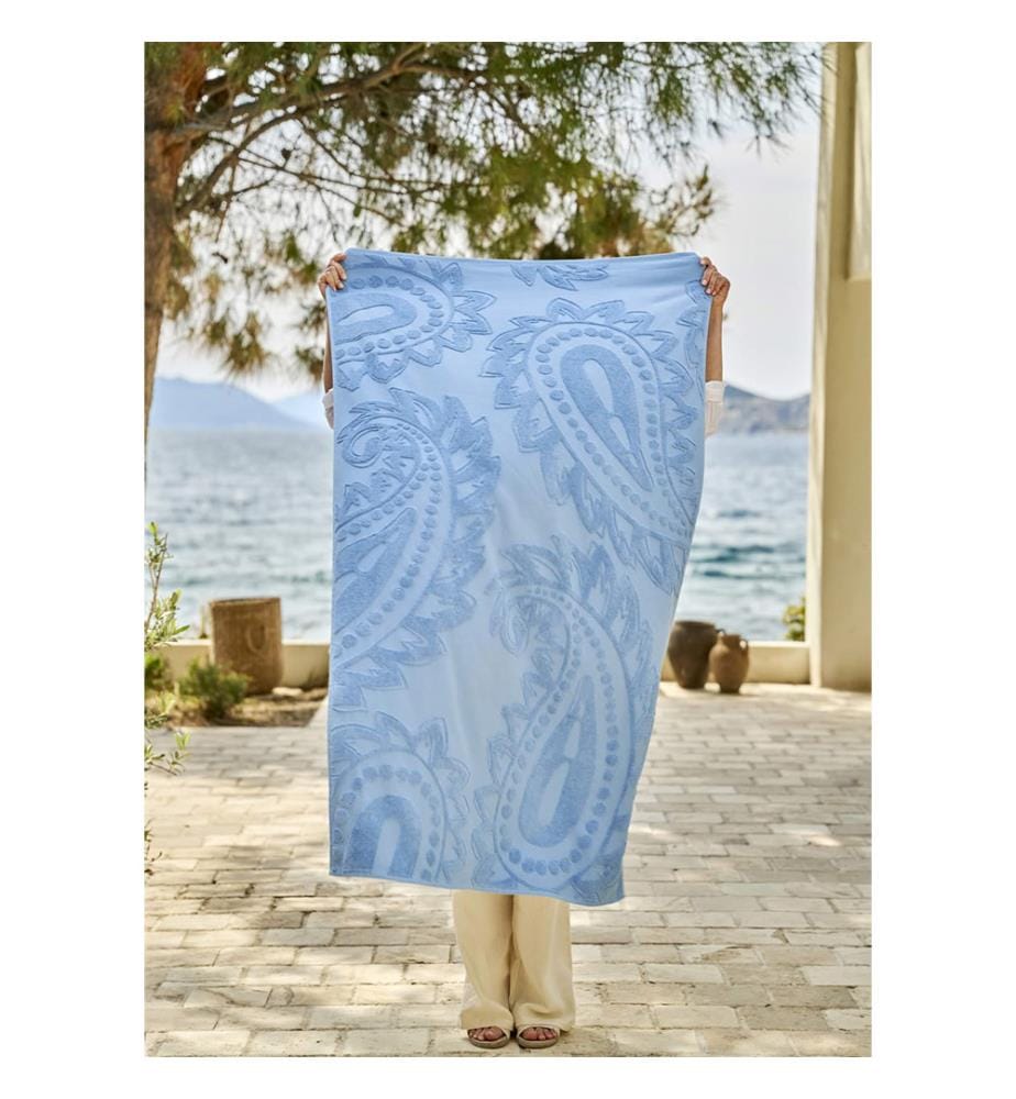 Serviette de Plage Jacquard Paisley - Bleu