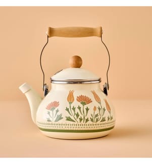 Set da 2 pezzi: teiera smaltata a forma di tulipano - Multicolore