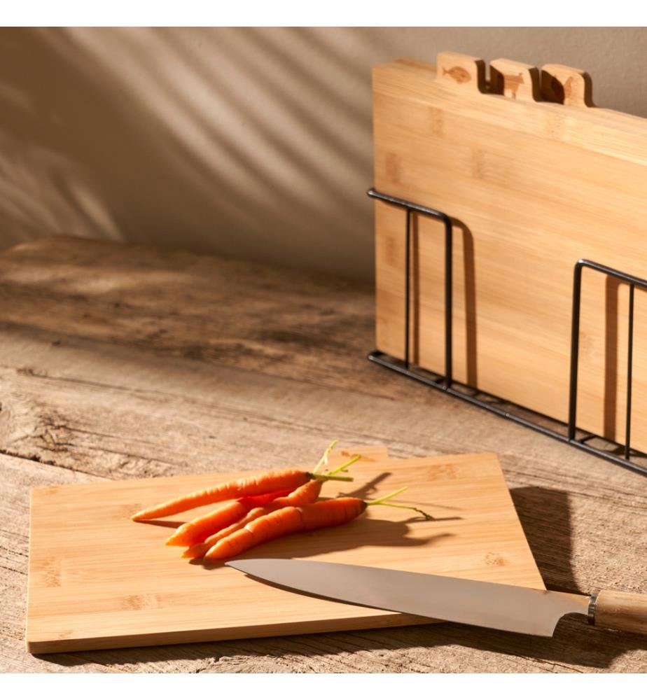 Set de planches à découper Curvi 4 pièces 28x24x7 cm - Naturel