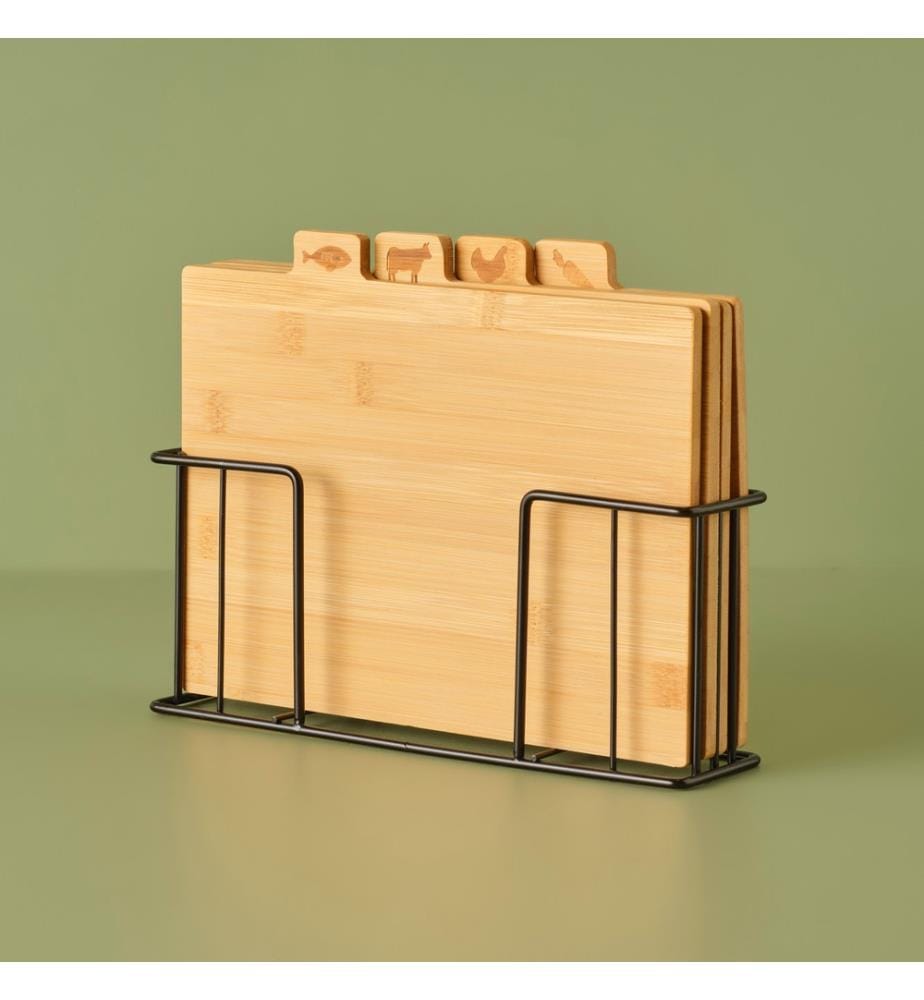 Set de planches à découper Curvi 4 pièces 28x24x7 cm - Naturel