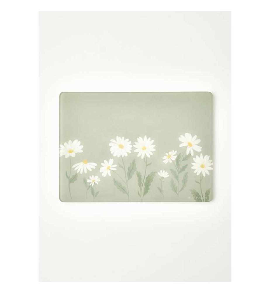 Daisy glass cutting board 35x25 cm - Green