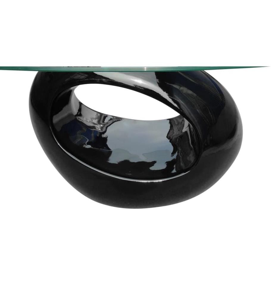 Couchtisch mit Ovaler Glasplatte Hochglanz Schwarz