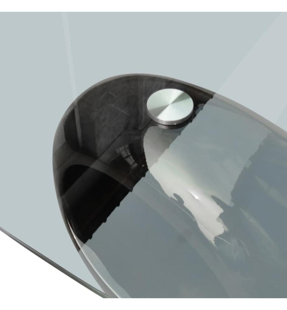Couchtisch mit Ovaler Glasplatte Hochglanz Schwarz
