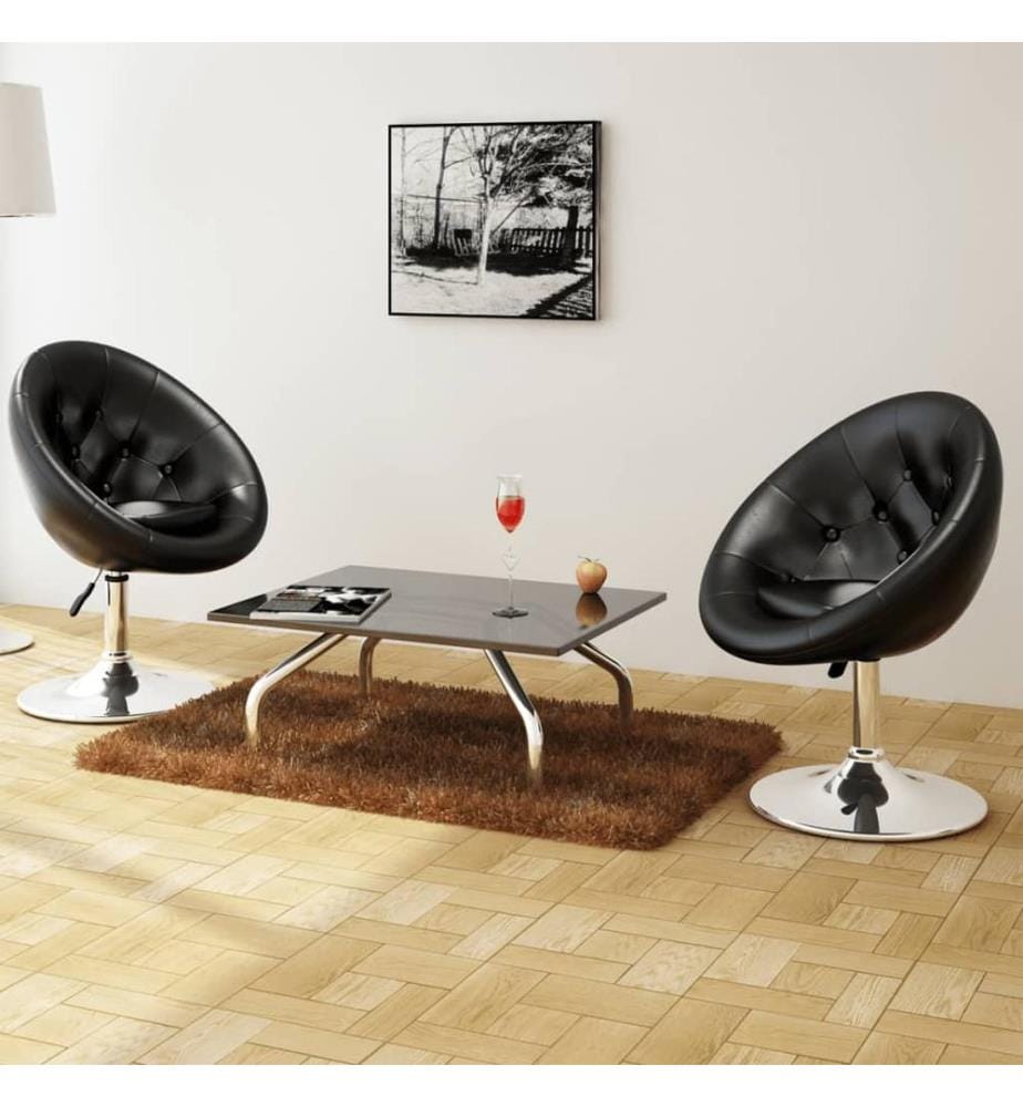 Tabourets de bar lot de 2 noir similicuir