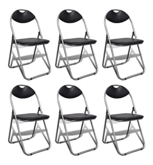 Chaises à manger pliables lot de 6 noir similicuir et acier