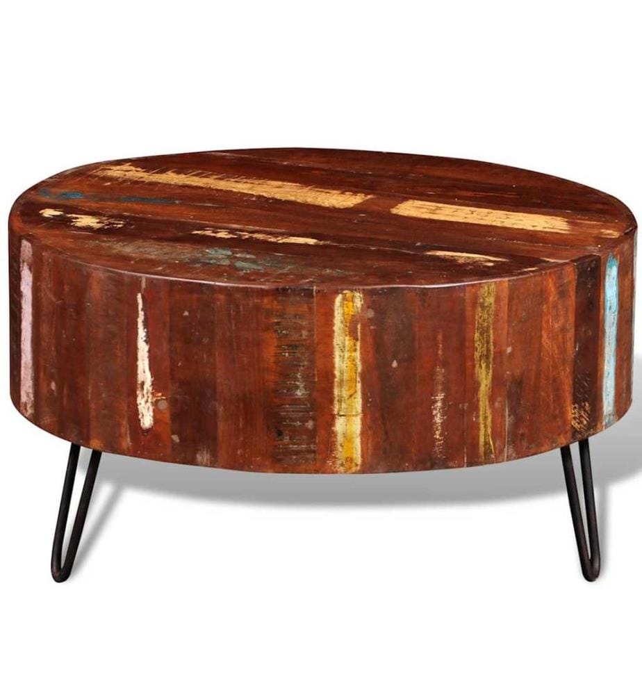 Table basse ronde Bois massif de récupération