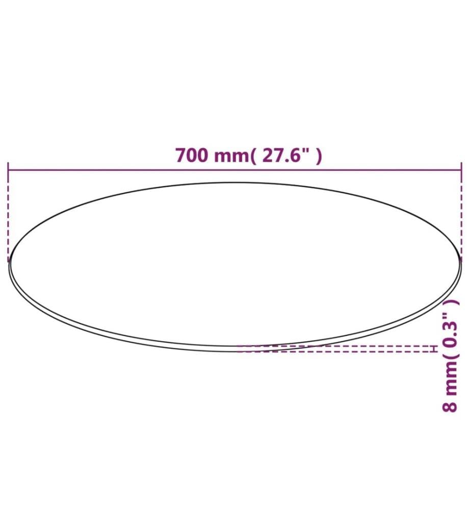 Tischplatte aus gehärtetem Glas rund 700 mm