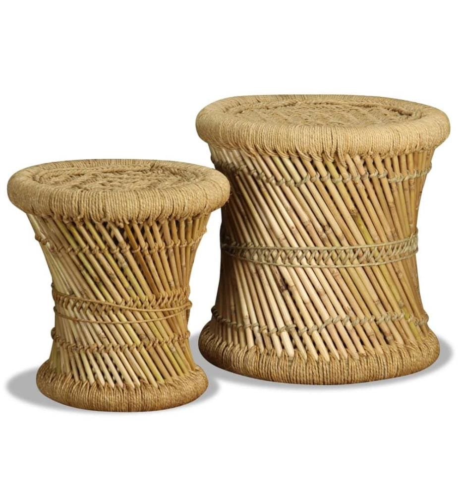 Tabourets lot de 2 Bambou et jute