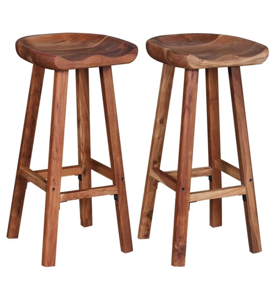 Tabourets de bar lot de 2 bois d'acacia massif