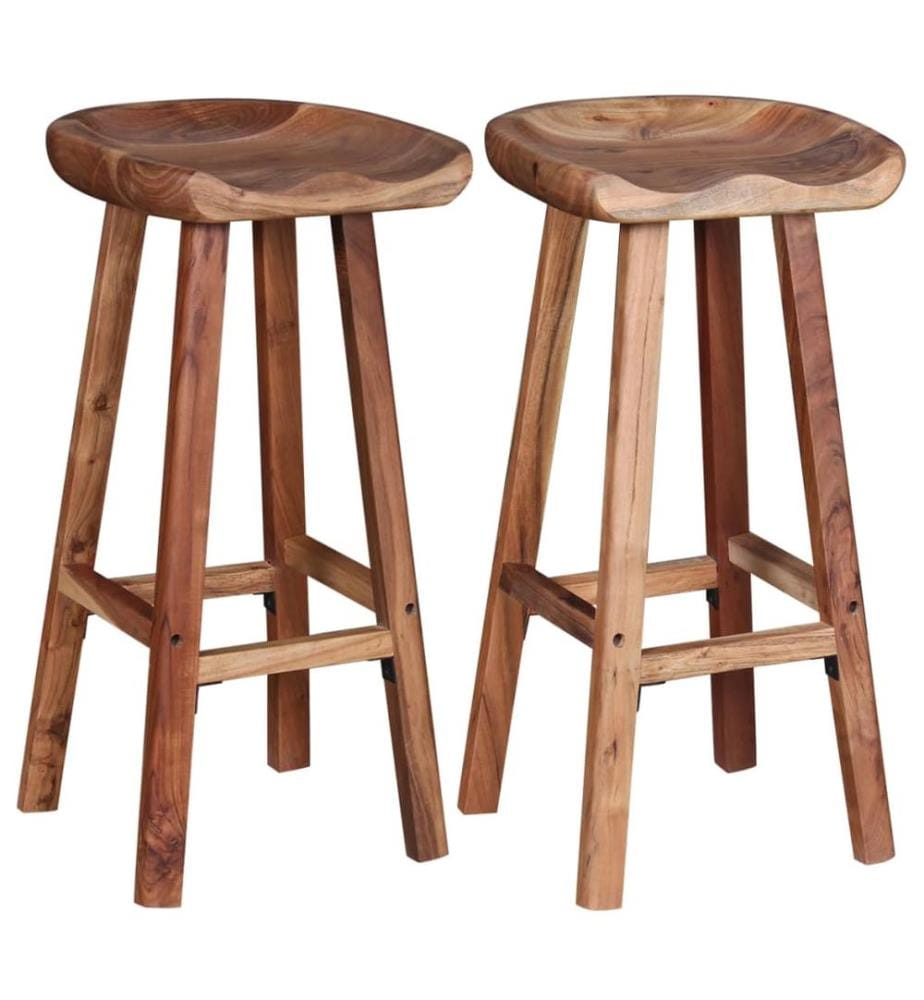 Tabourets de bar lot de 2 bois d'acacia massif
