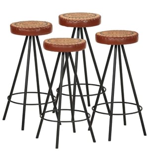 Tabourets de bar lot de 4 cuir véritable