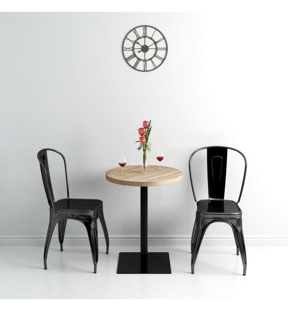Table de bistro MDF et acier Rond 60 x 75 cm Couleur de chêne
