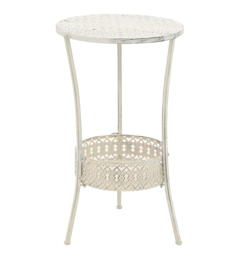 Bistrotisch Vintage-Stil Rund Metall 40 x 70 cm Weiss