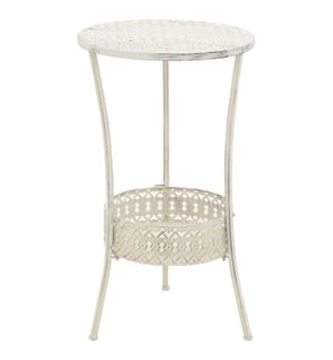 Table de bistro Style vintage Ronde Métal 40x70 cm Blanc
