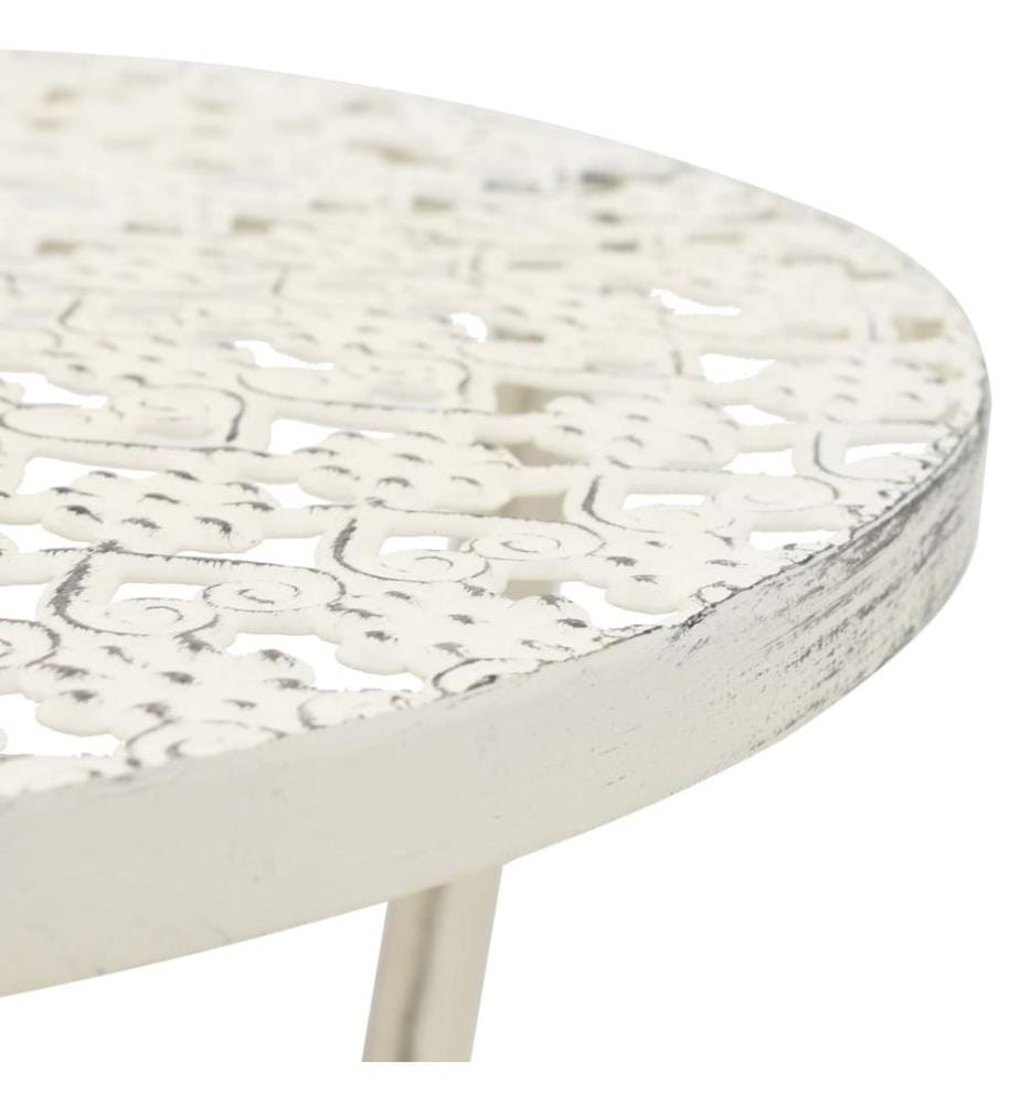 Bistrotisch Vintage-Stil Rund Metall 40 x 70 cm Weiss