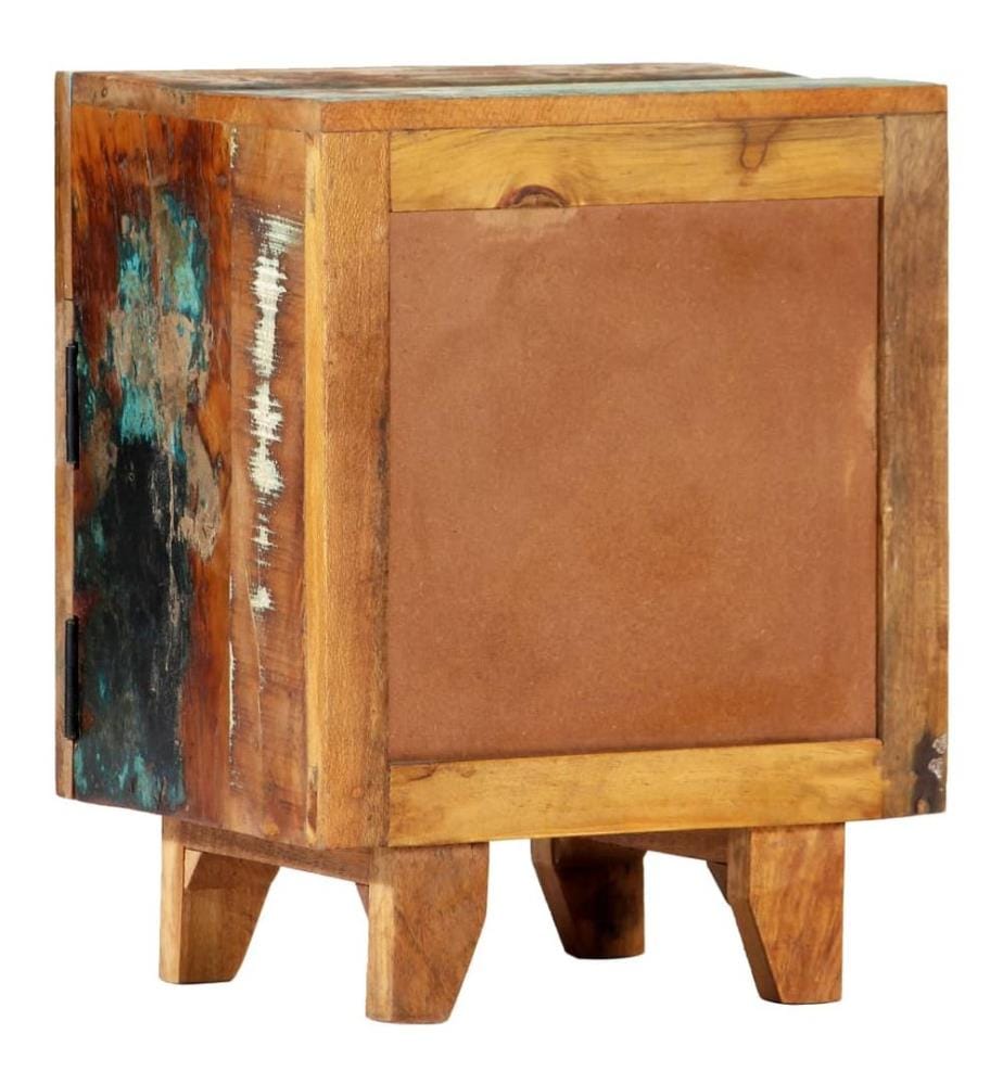 Table de chevet sculptée à la main 40x30x50cm Bois récupération