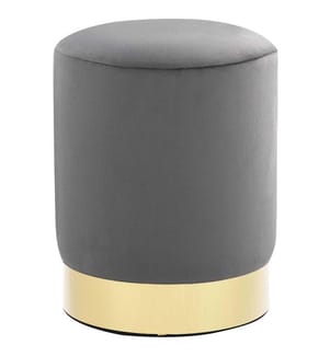 Tabouret Gris foncé et doré Velours 28 x 36 cm