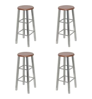 Tabourets de bar lot de 4 argenté et marron MDF