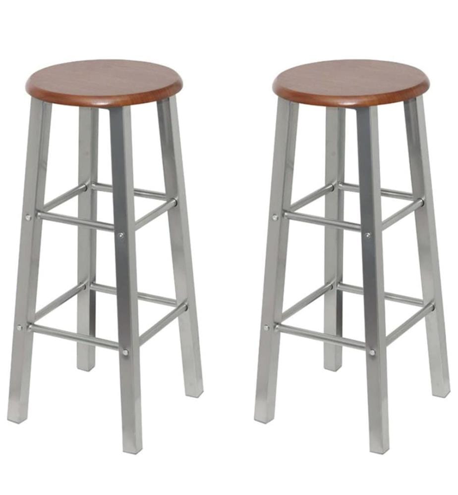 Tabourets de bar lot de 4 argenté et marron MDF