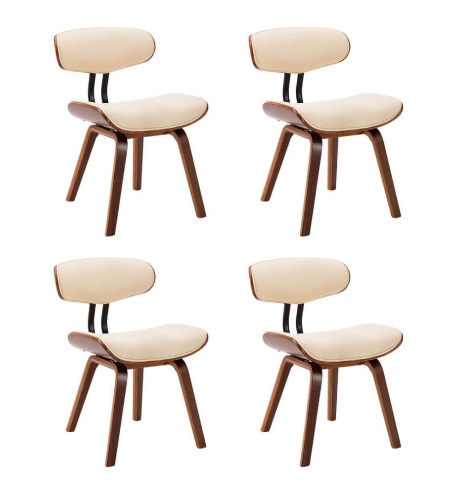 Chaises à manger lot de 4 crème bois courbé et similicuir