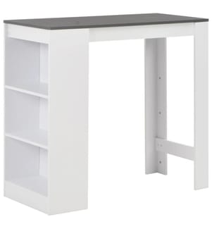 Table de bar avec étagère Blanc 110x50x103 cm