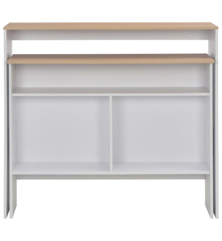 Bartisch mit 2 Tischplatten Weiss und Eichefarben 130x40x120 cm