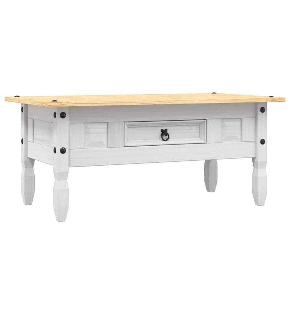 Couchtisch Mexiko-Stil Kiefernholz Weiss 100x55x44 cm