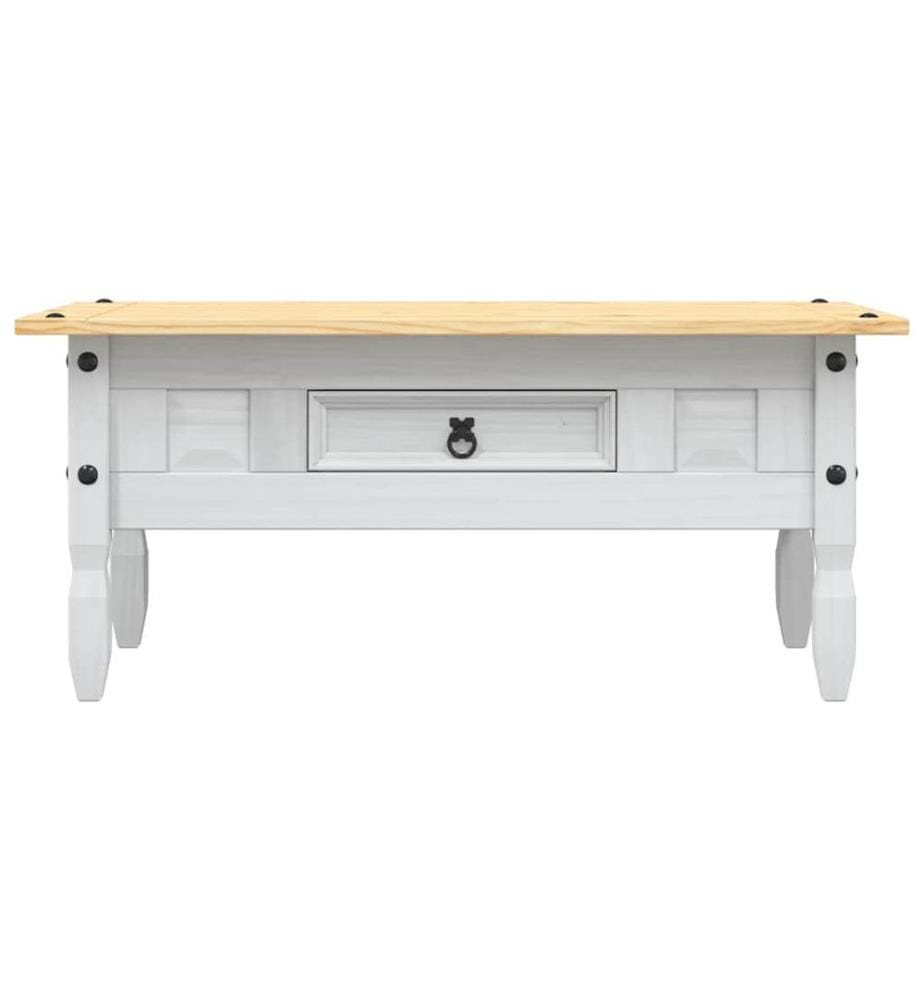 Couchtisch Mexiko-Stil Kiefernholz Weiss 100x55x44 cm