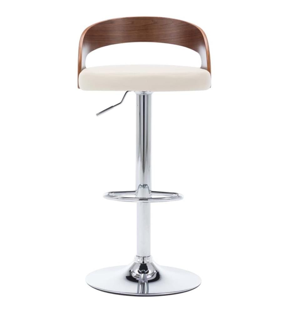 Barhocker 2 Stk. Cremeweiss Kunstleder und Bugholz
