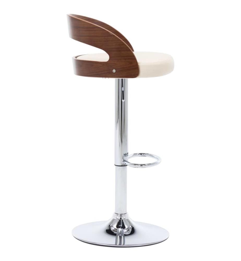 Barhocker 2 Stk. Cremeweiss Kunstleder und Bugholz