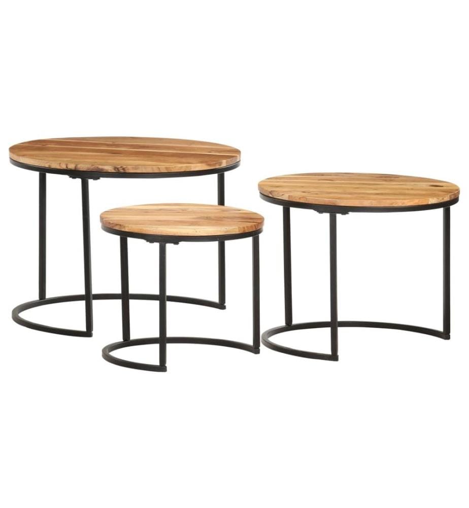 Tables gigognes 3 pcs Bois d'acacia massif