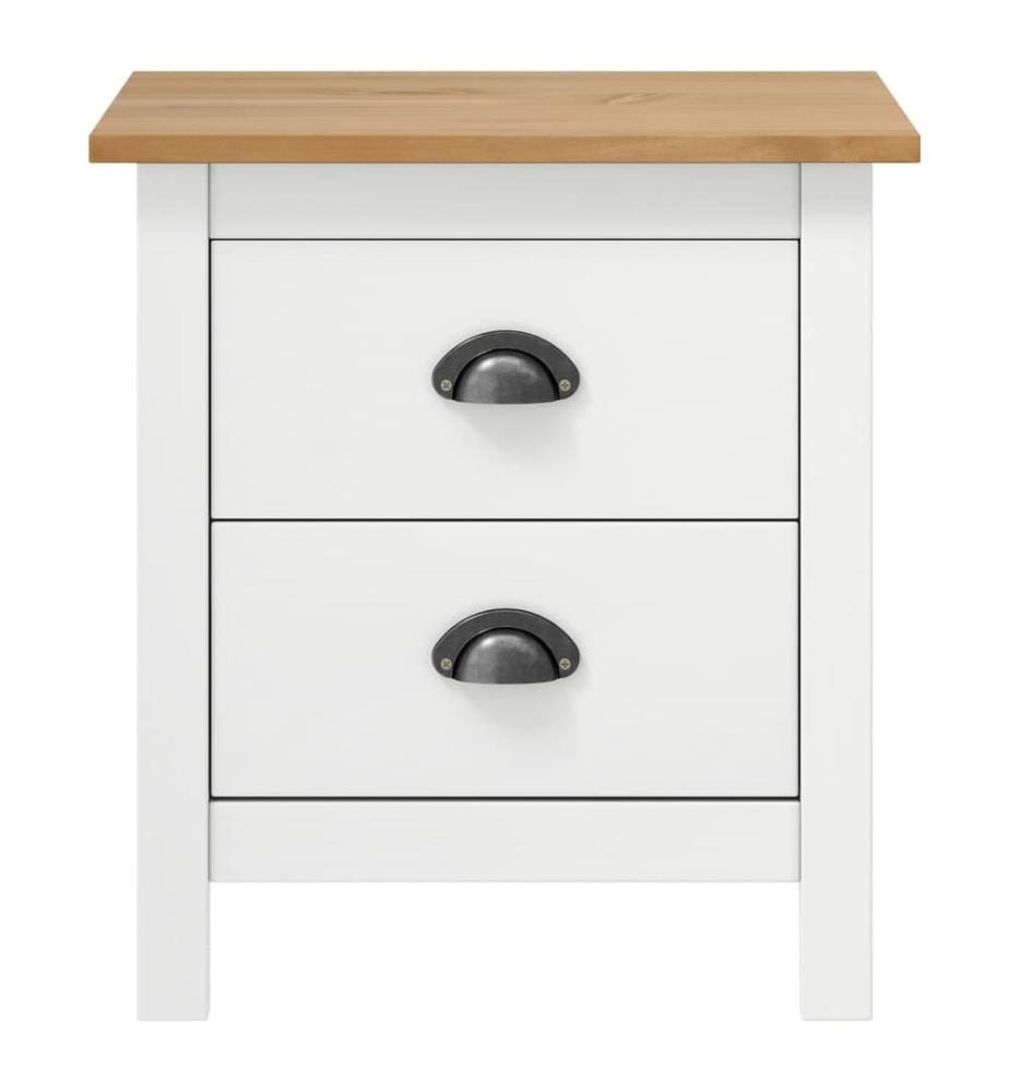 Table de chevet Hill Blanc 46x35x49,5 cm Bois de pin solide