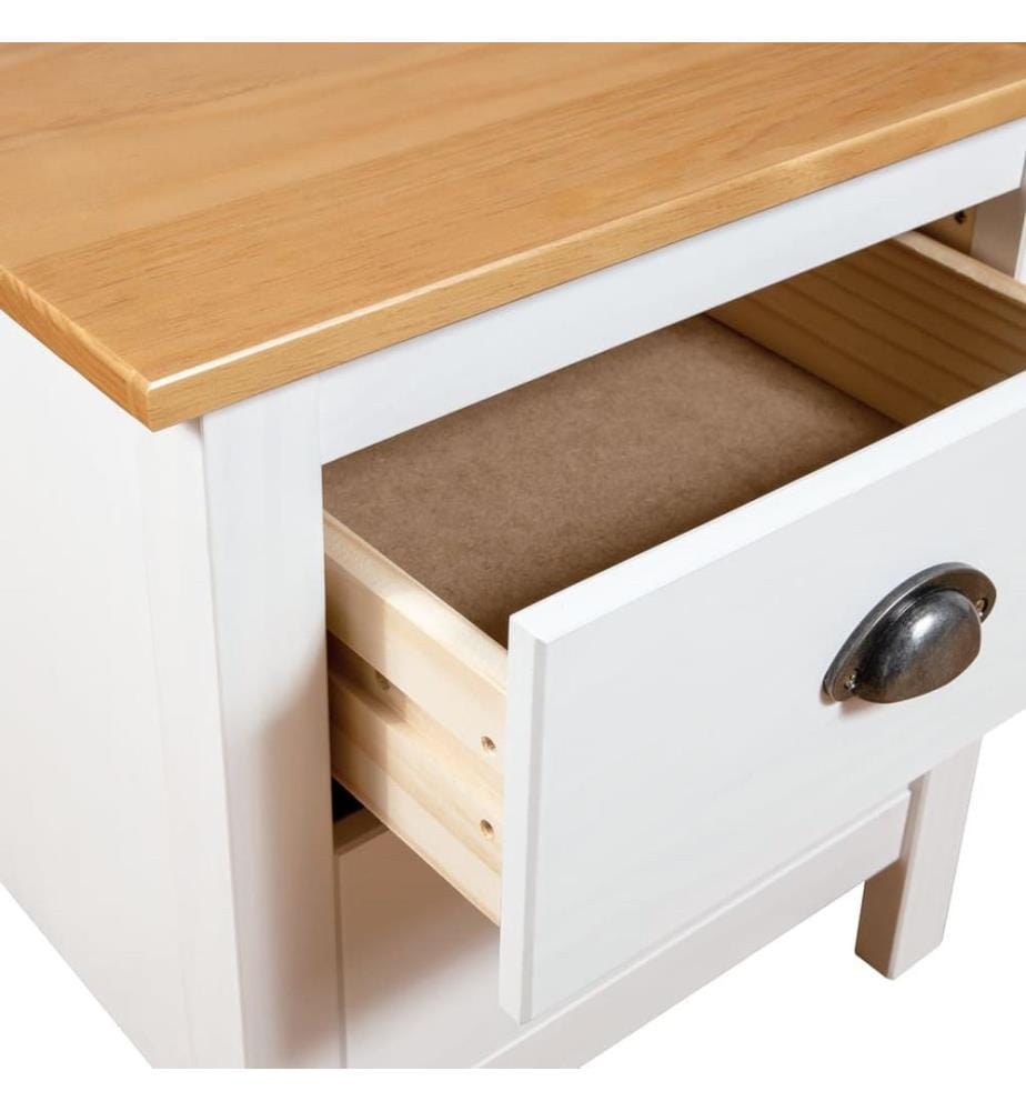 Table de chevet Hill Blanc 46x35x49,5 cm Bois de pin solide