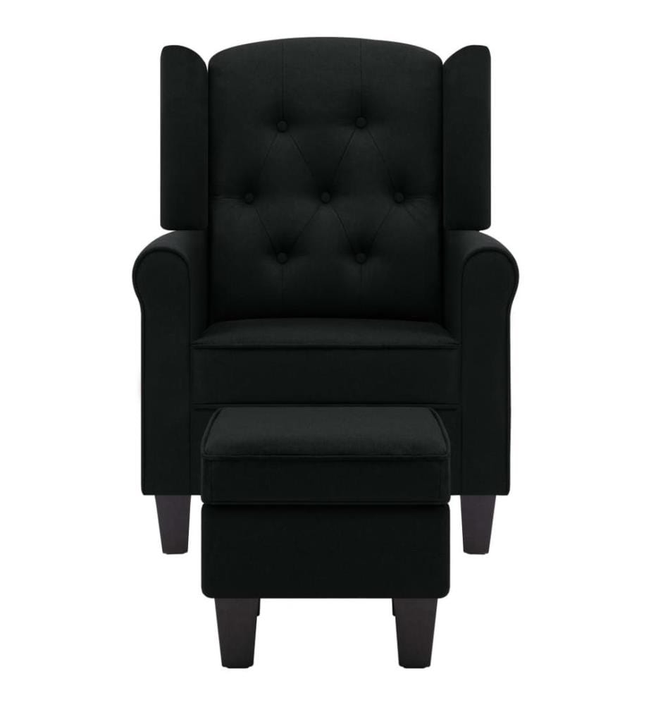 Fauteuil avec repose-pied Noir Tissu