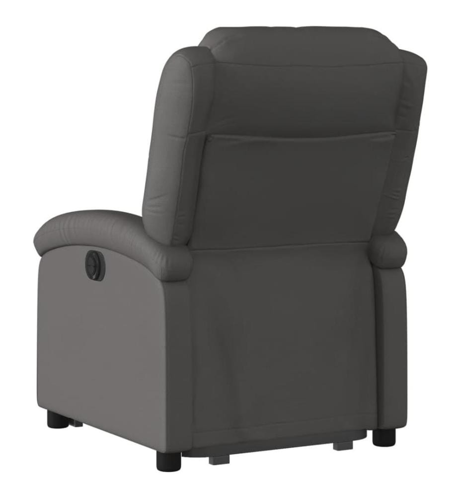 Relaxsessel mit Aufstehhilfe Grau Echtleder
