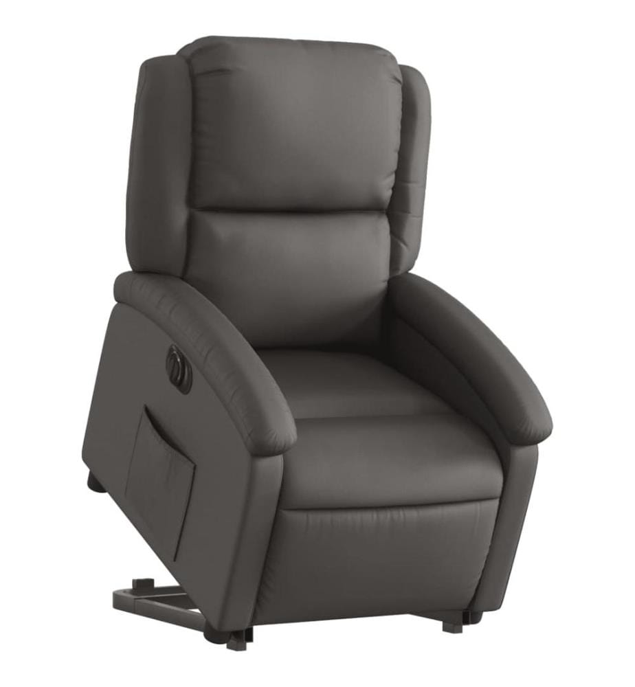 Fauteuil inclinable électrique gris cuir véritable