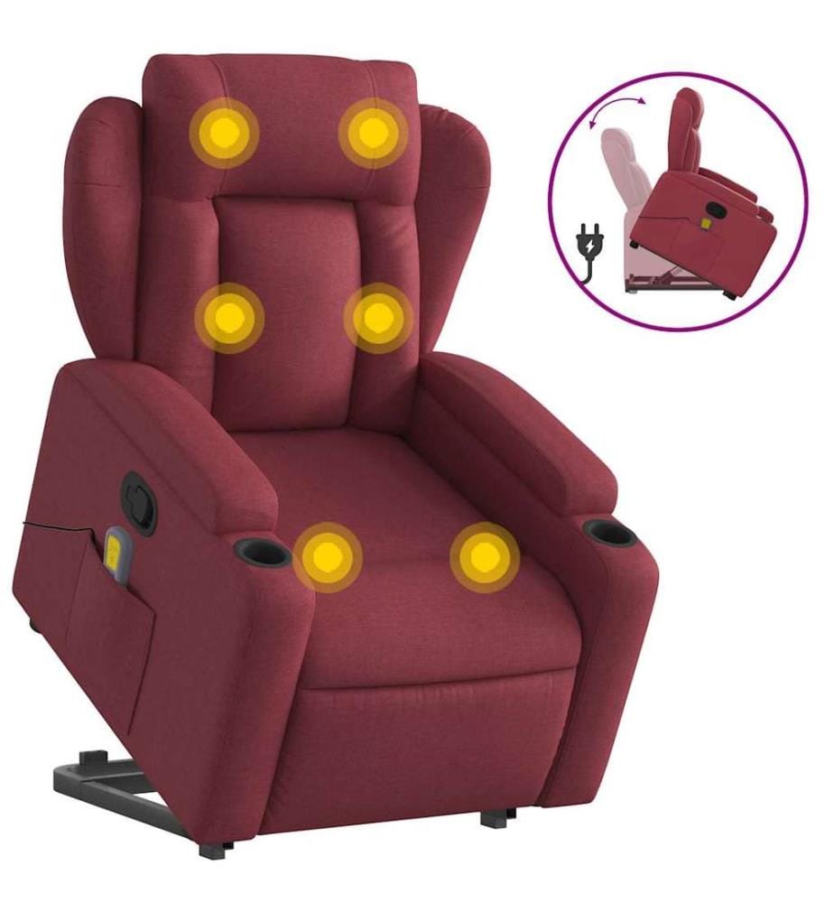 Fauteuil inclinable de massage Rouge bordeaux Tissu