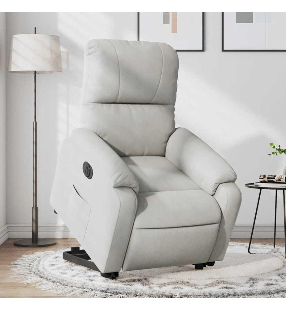 Fauteuil inclinable électrique gris clair tissu microfibre