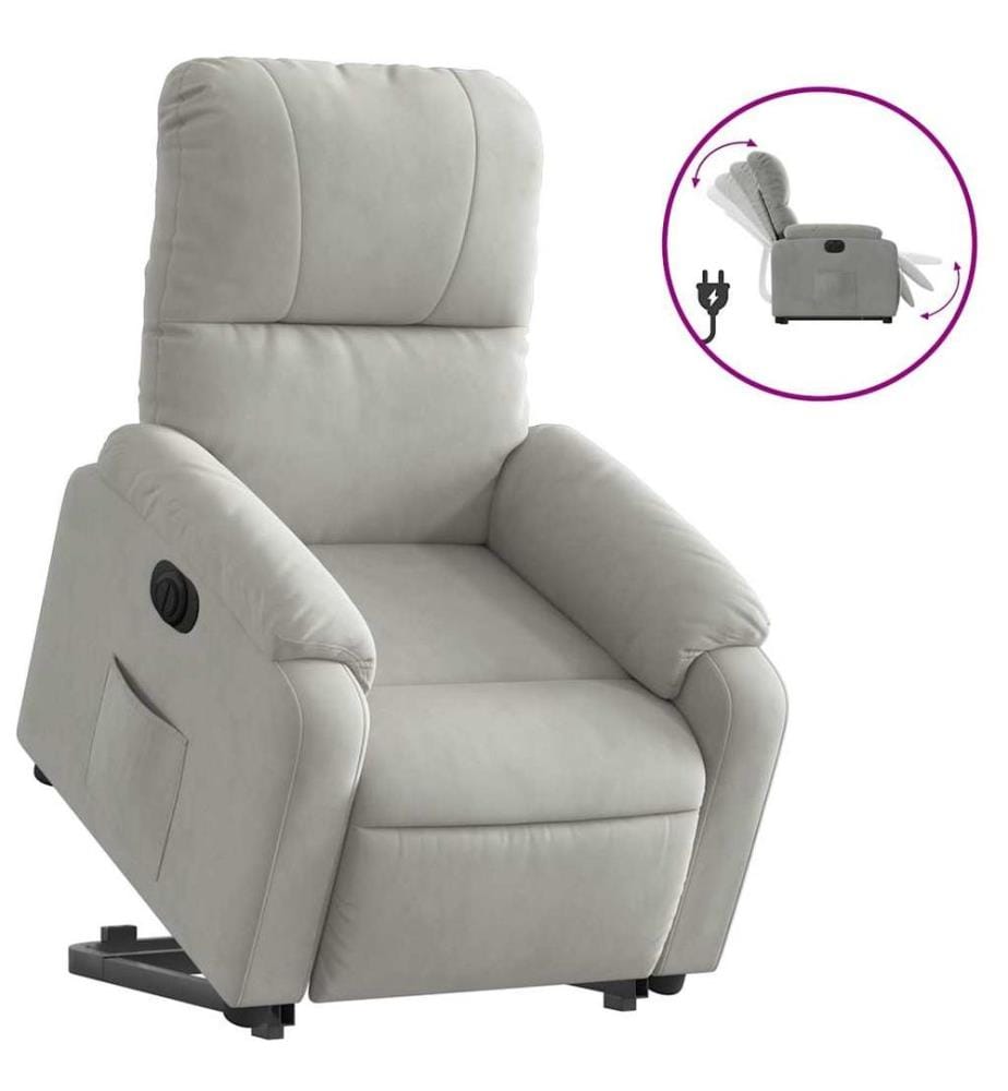 Fauteuil inclinable électrique gris clair tissu microfibre
