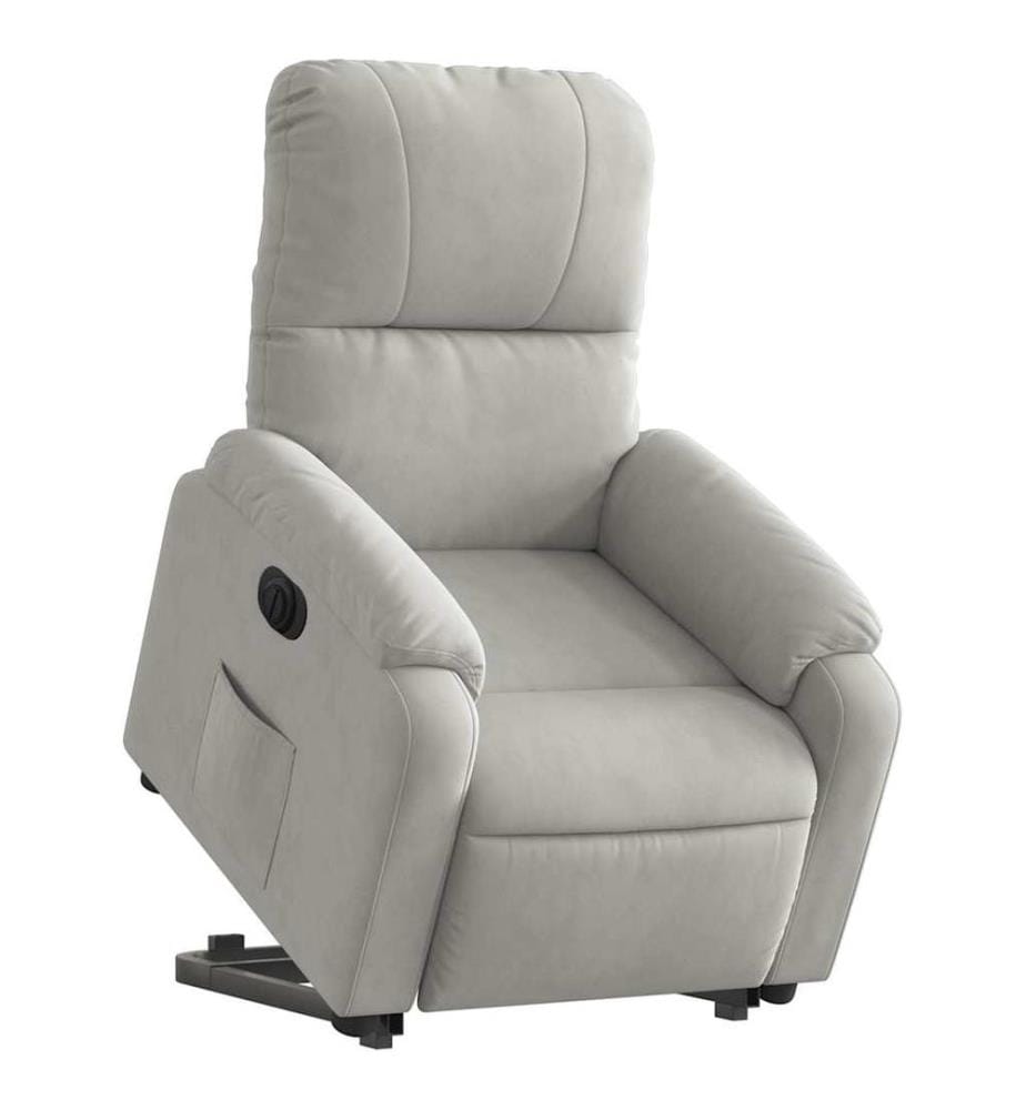 Fauteuil inclinable électrique gris clair tissu microfibre