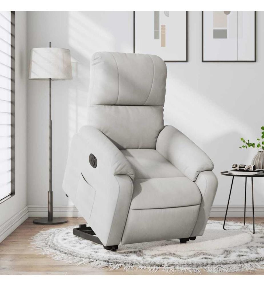 Fauteuil inclinable électrique gris clair tissu microfibre
