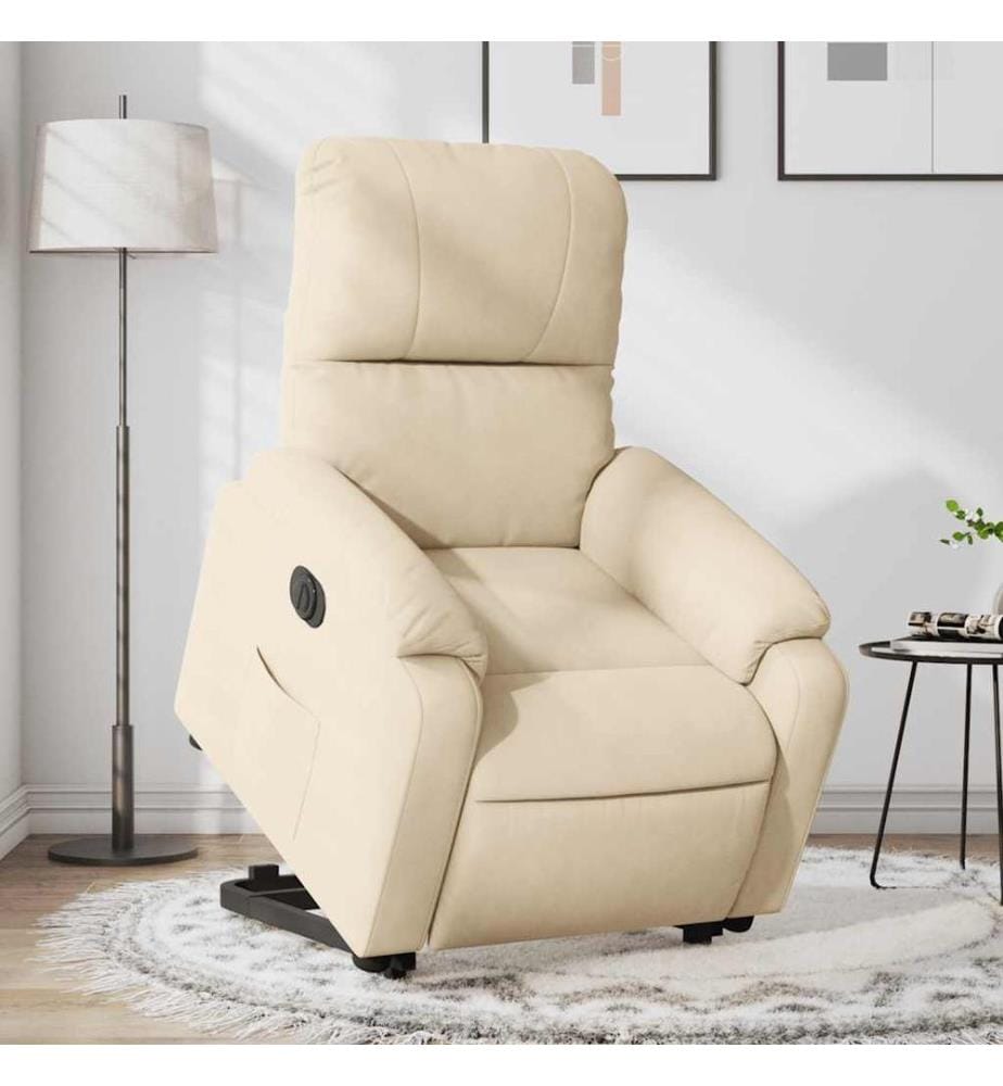 Fauteuil inclinable électrique crème tissu microfibre