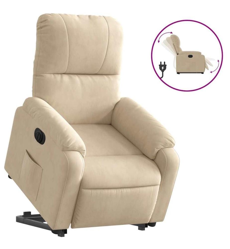 Fauteuil inclinable électrique crème tissu microfibre