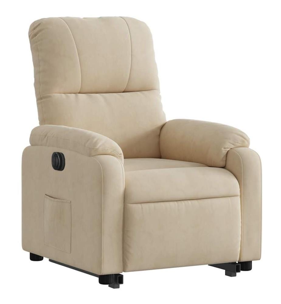Fauteuil inclinable électrique crème tissu microfibre