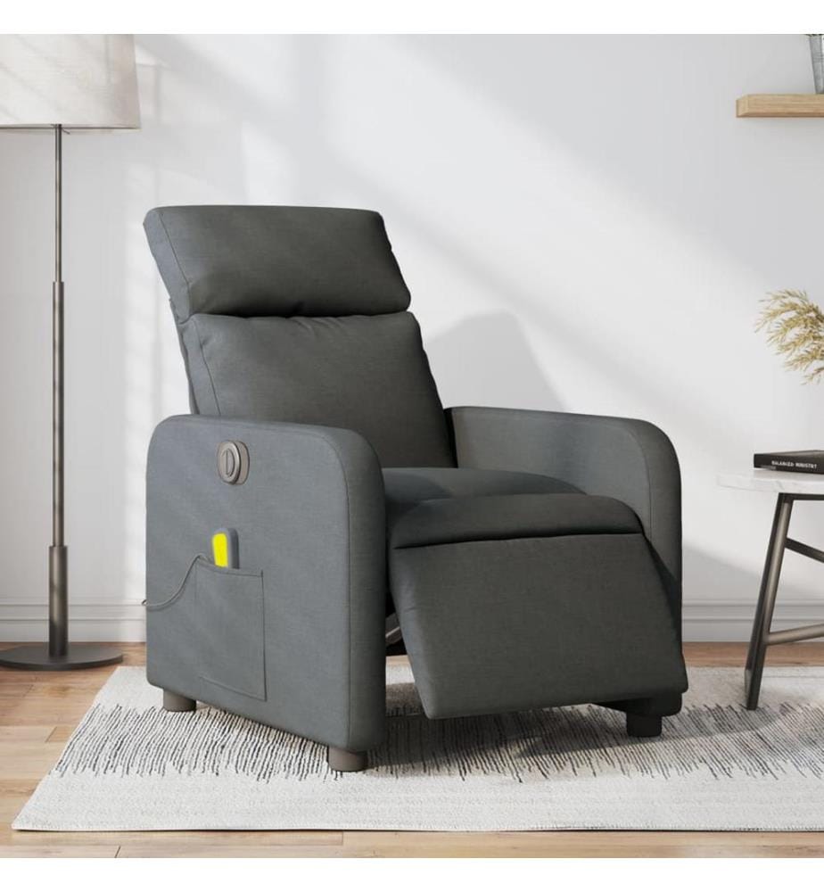 Massagesessel Elektrisch Dunkelgrau Stoff
