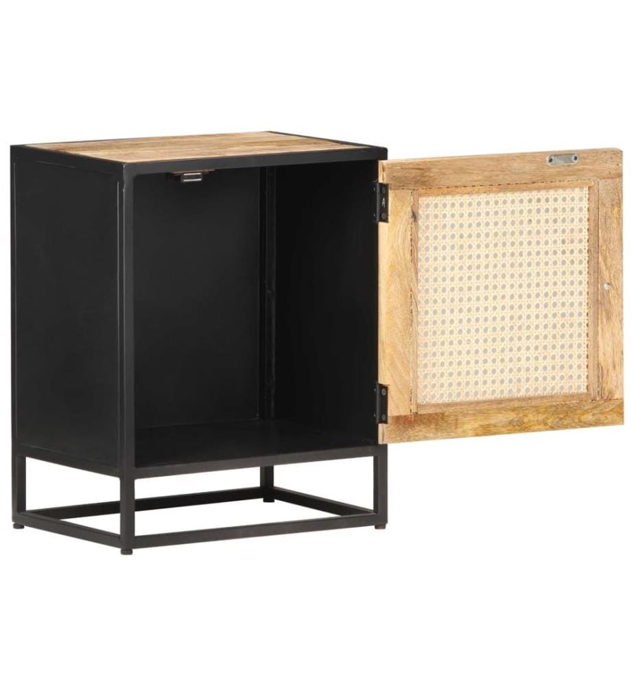Nachttisch 40x30x50 cm Raues Mangoholz und Wiener Geflecht