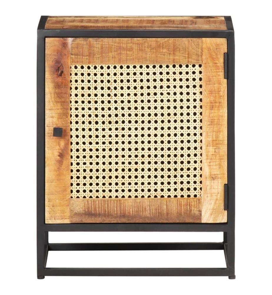 Nachttisch 40x30x50 cm Raues Mangoholz und Wiener Geflecht
