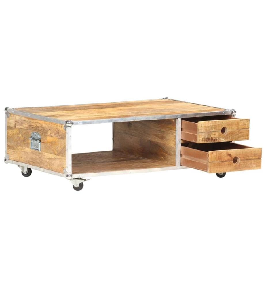 Table basse 89x59x33 cm Bois massif de manguier brut