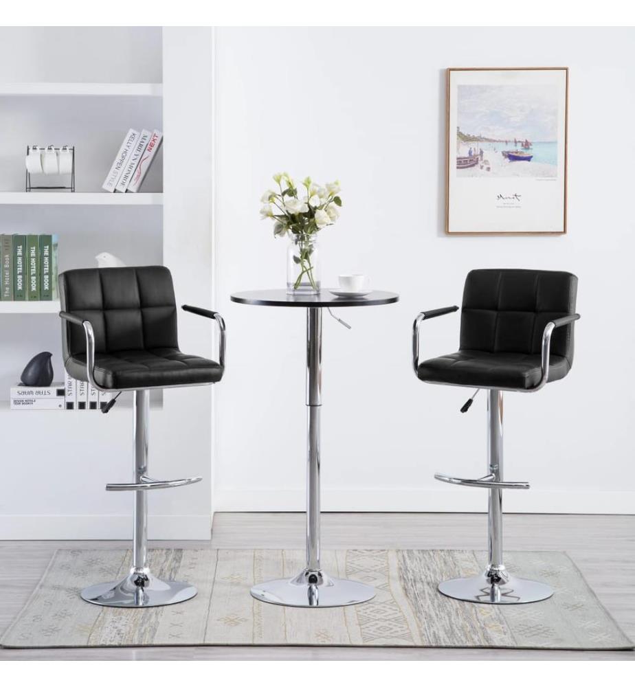 Tabourets de bar lot de 2 noir similicuir