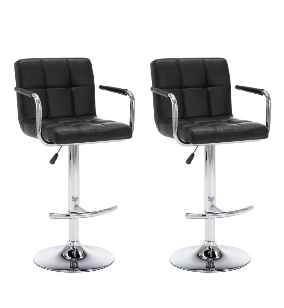 Tabourets de bar lot de 2 noir similicuir